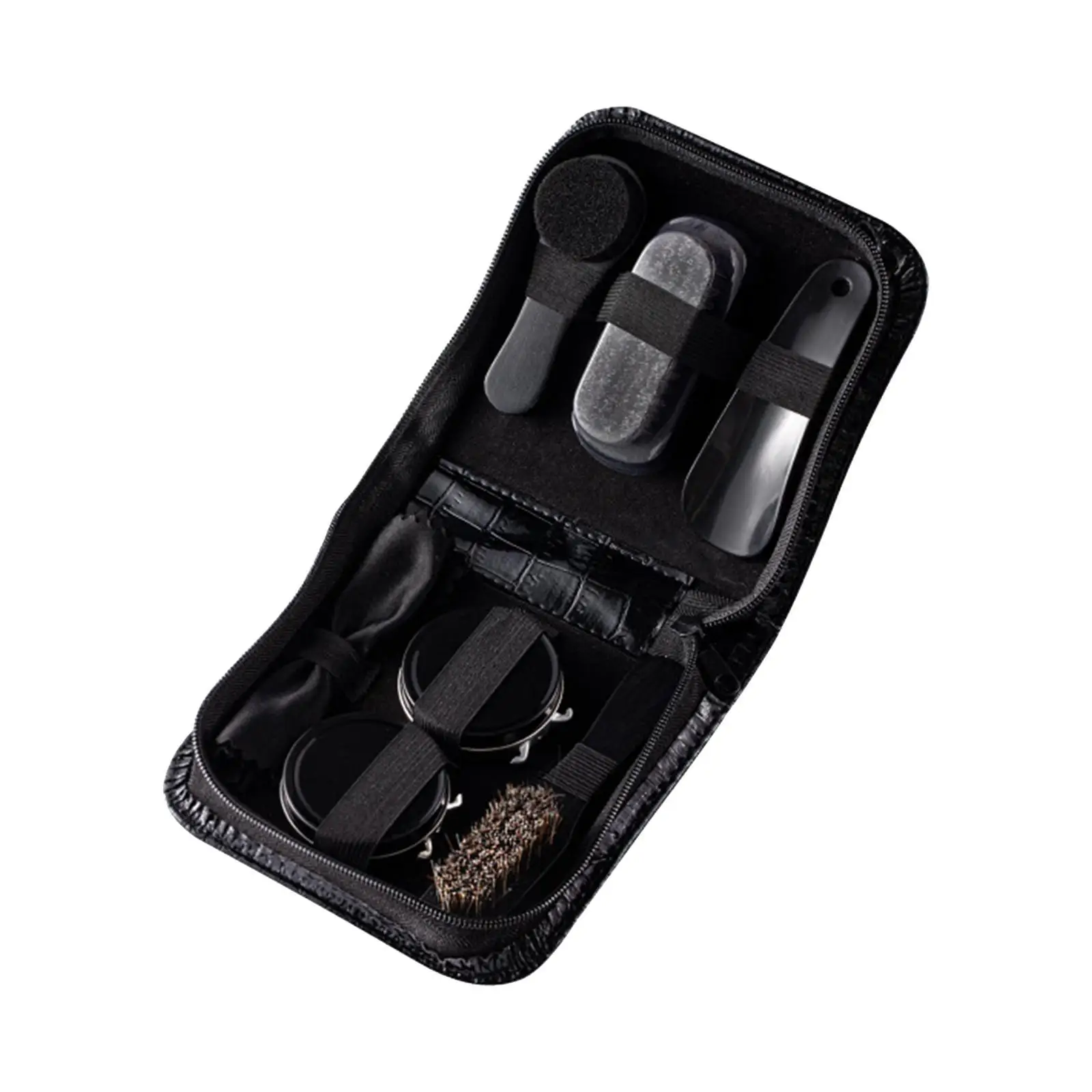 Shoe Shine Kit PU Leather Cleaner Kit Travel Storage Box Shoe Maintenance for Home and Office Use
