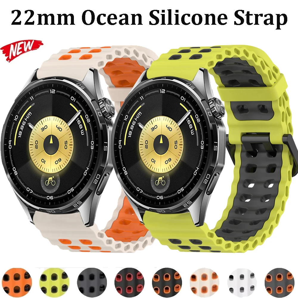22mm Ocean Silikonarmband für Huawei Watch 5 GT6-5 Pro GT6-5-4 46mm Sport Atmungsaktives Armband für Amazfit Bip 6 Balance 2 Band