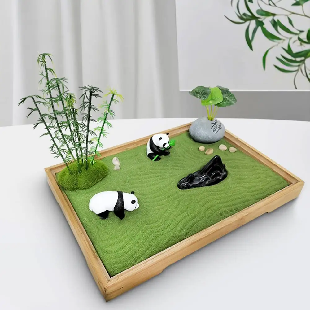 Zen Garden Sandbox Kit Mini Panda Zen Garden Kit for Diy Relaxation Home Office Decor Japanese Desk Decor Accessories