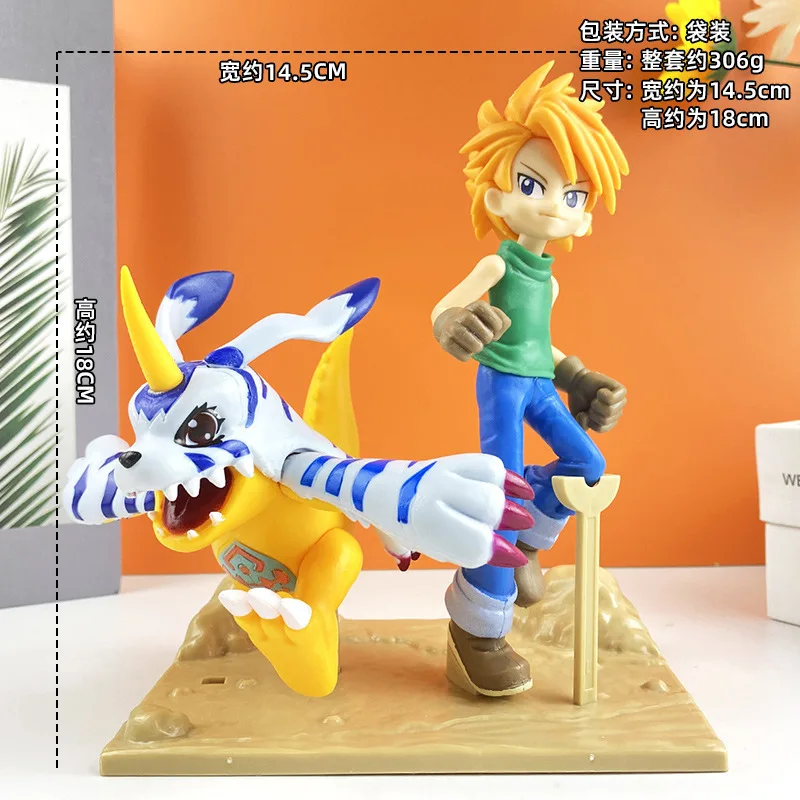 Anime Digimon Adventure Figurka Yagami Taichi Figurka Agumon Figurki akcji Zestaw ozdób na biurko Kolekcja zabawek Statuetka Model Zabawka Prezent