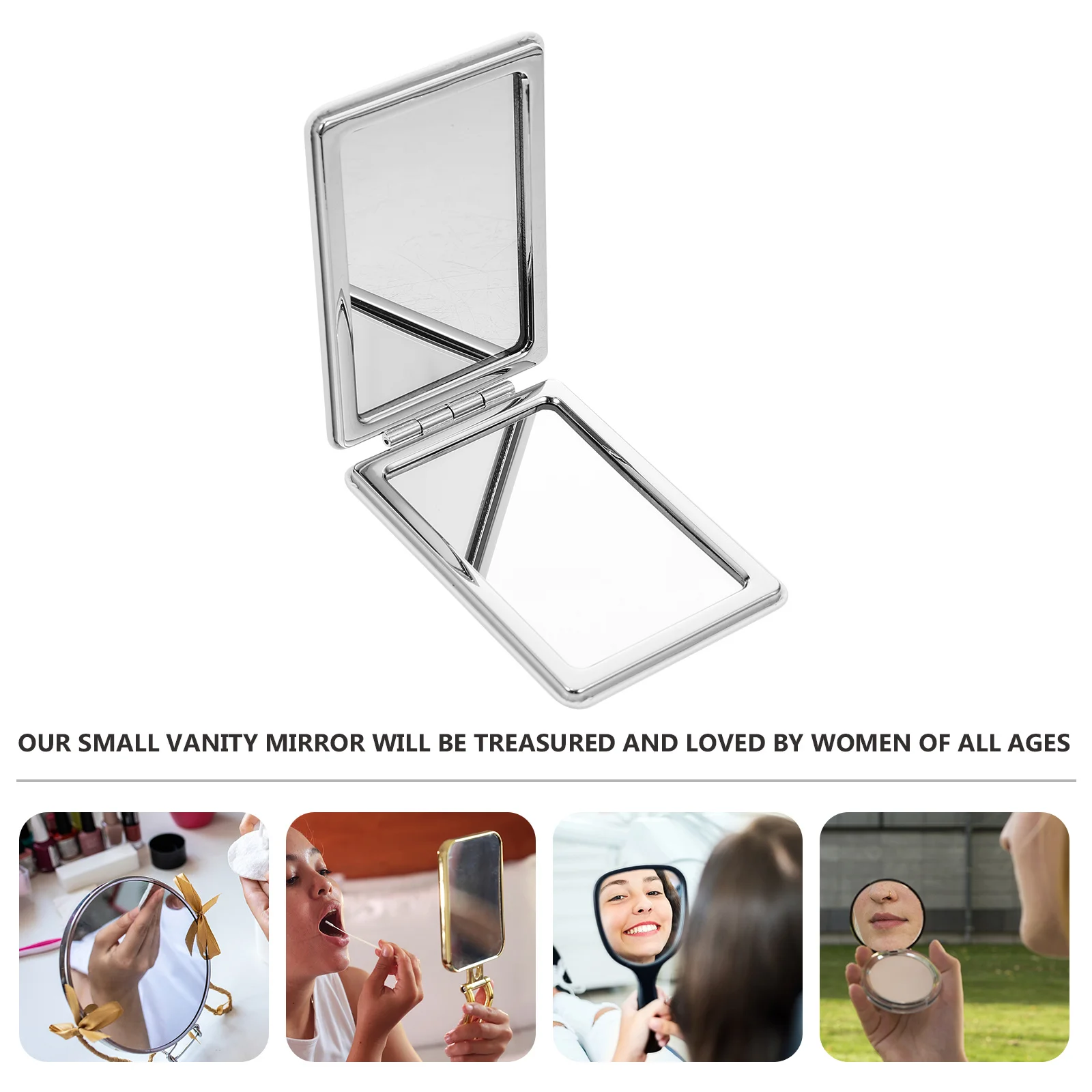 2Pcs Sleek Cover Foldable Makeup Mirror Compact Double-Sided Travel Purse Accessory Cover Mirrors