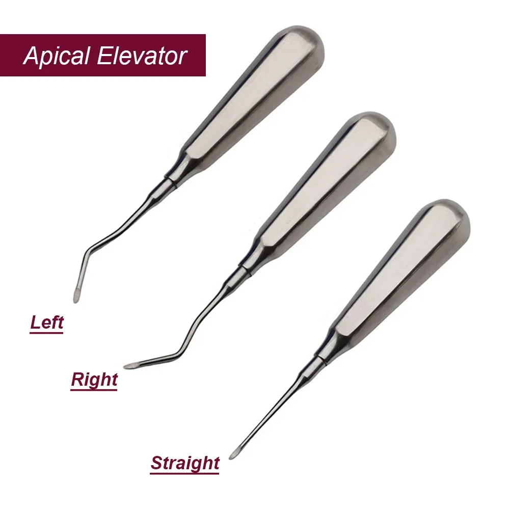 Aço inoxidável Elevador Dental, reto, curvo, Cryer, Stump, Apex, extração de dente, raiz Dica Pick Tool, Dentista Instrumento cirúrgico