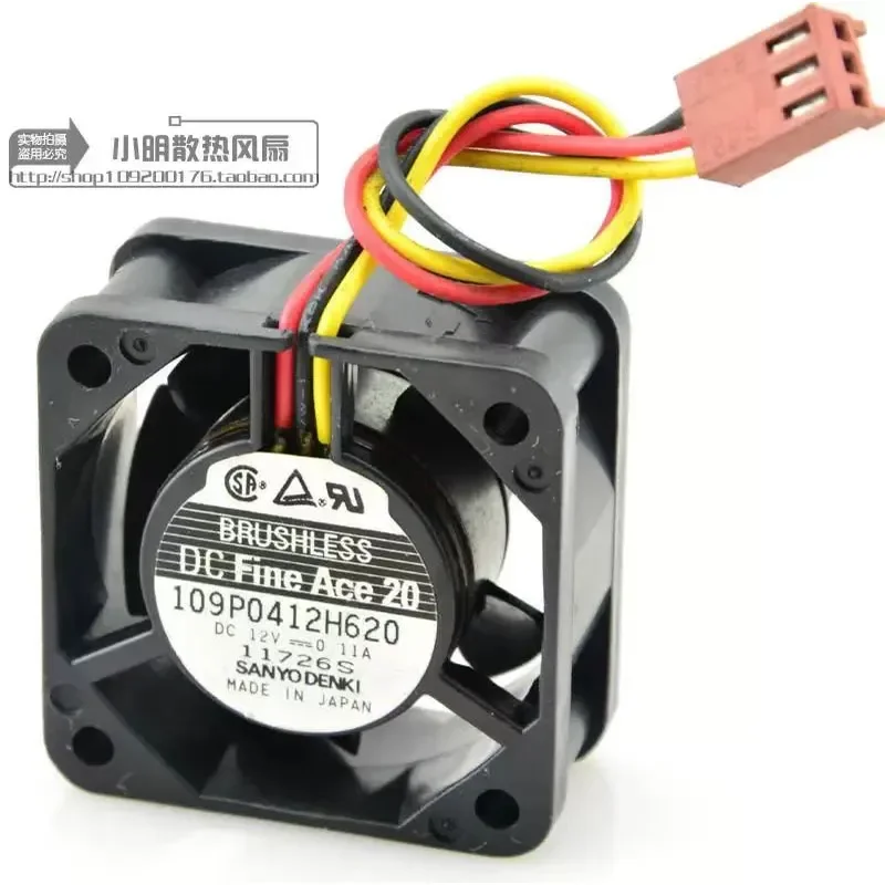 for Japan Sanyo 109P0412H620 Original 40mm 4020 DC 12V 0.11A Double Ball Bearing 3 Wire Cooling Fan
