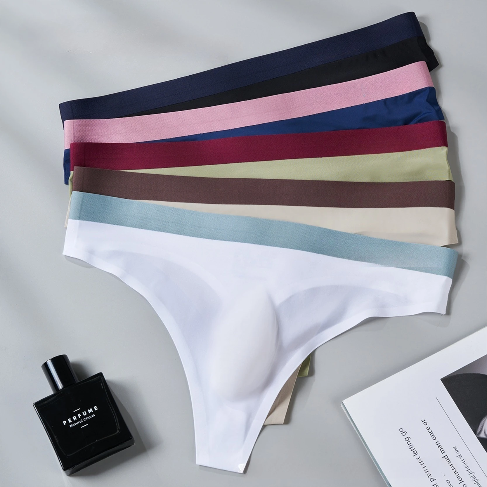 Men's Ice Silk Thong 3D U-convex Low Rise Seamless Breathable Underwear Ultra-thin Slim Fit T Back G-string Quick Dry Underpants