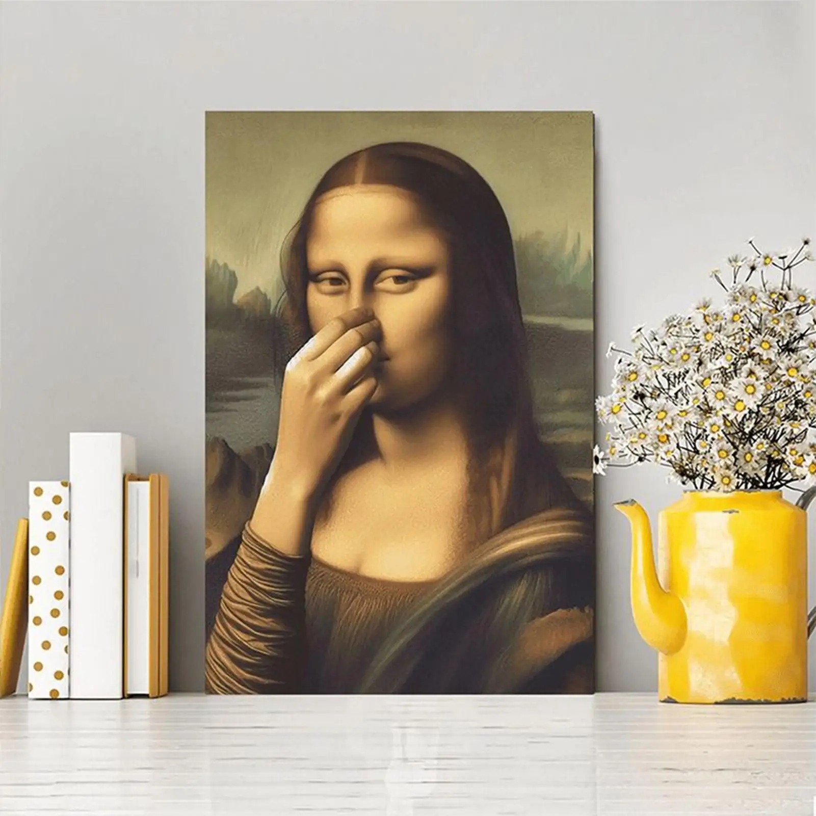 Bathroom Canvas Painting Artistic Retro Hilarious Canvas Picture for Bathroom for Living Room Hotel Apartment Dormitory Entryway