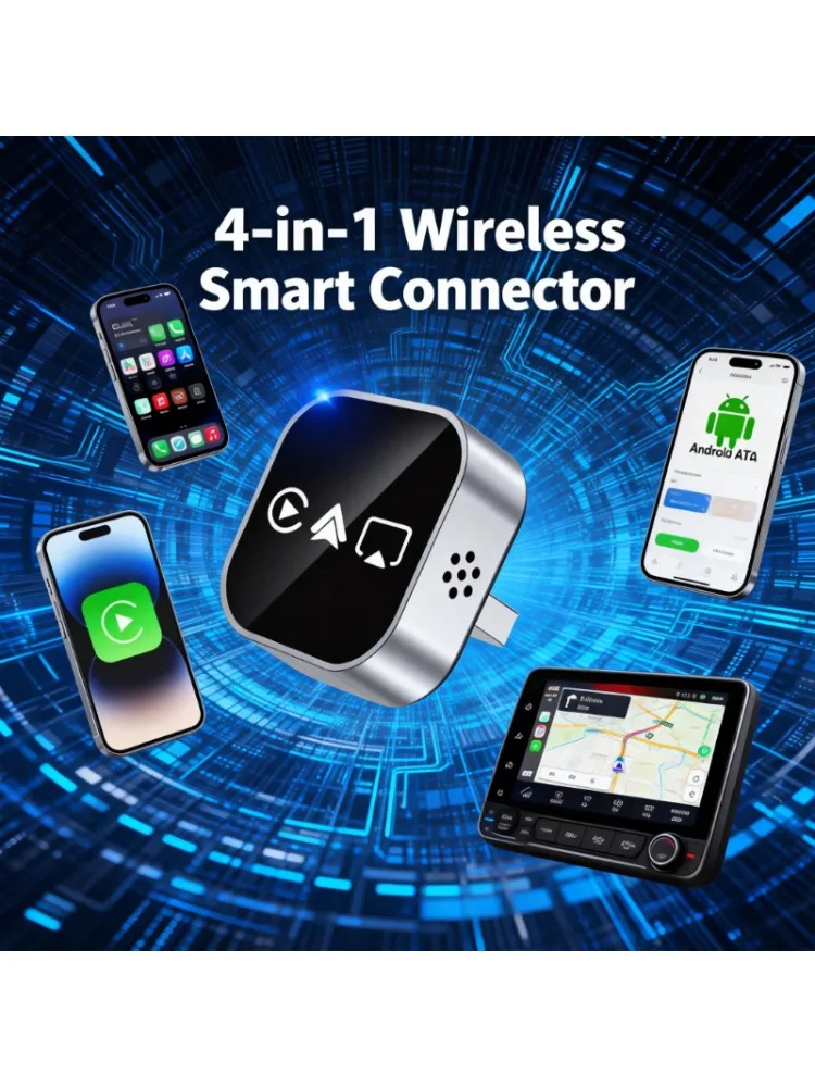 4-in-1 CarPlay Adapter 2026: Nieuw verbeterde draadloze Bluetooth-schermspiegeling, slimme plug-and-play - afbeelding 2