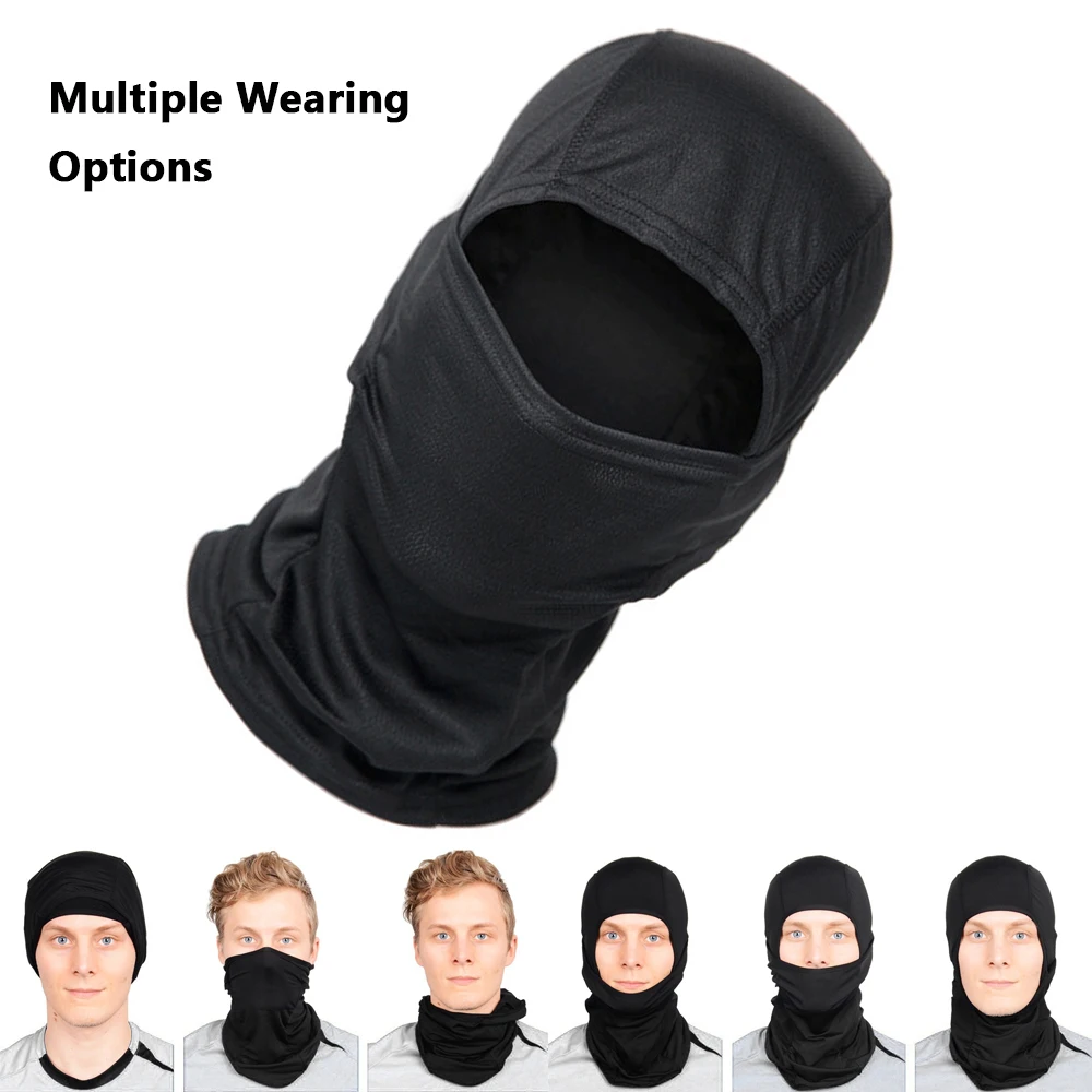 Black Motorcycle Face Mask Breathable Full Face Mask Balaclava Windproof Dustproof Face Shield for Cycling Sports All Seasons