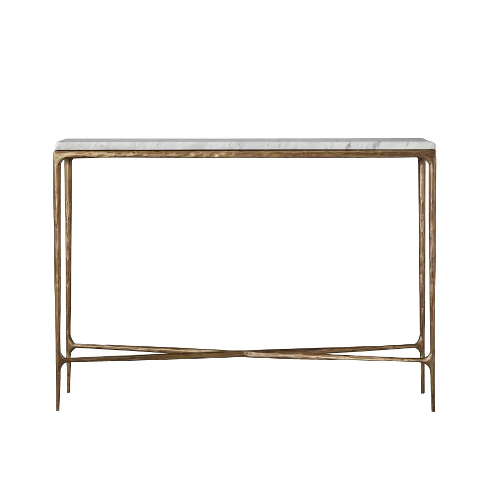 Modern Natural Marble Stainless Steel Antique Console Table Marble Top