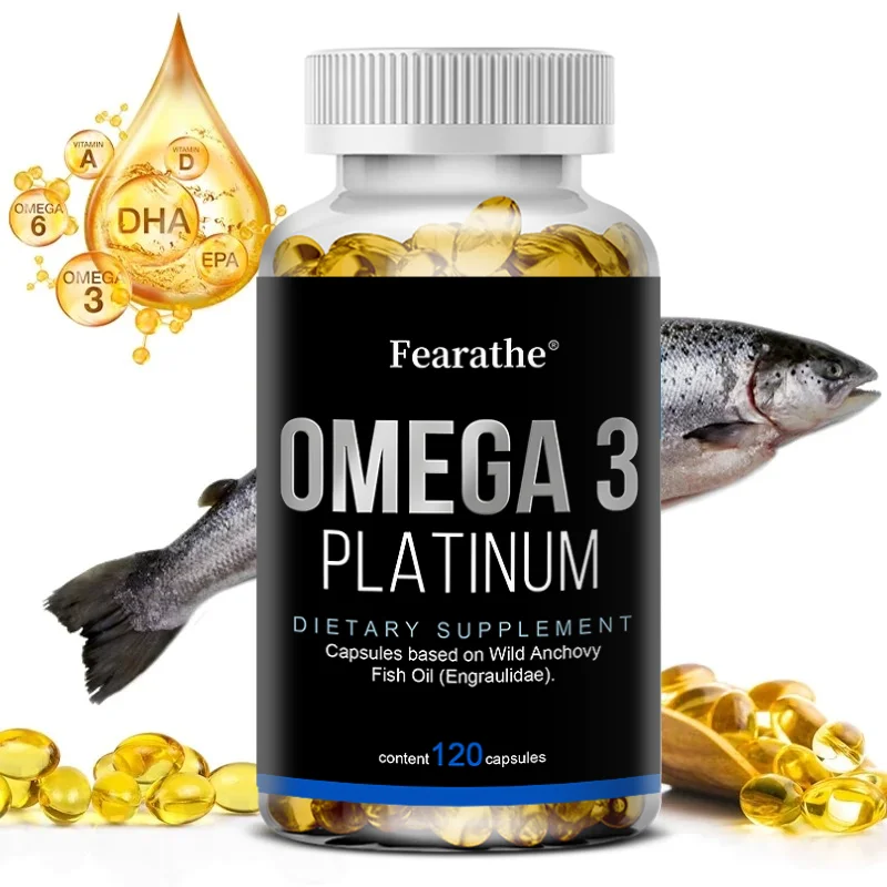 Triple Strength Omega 3 Fish Oil Capsules 1000mg, EPA & DHA, Support Brain Cardiovascular Skin Nervous System & Immune Health