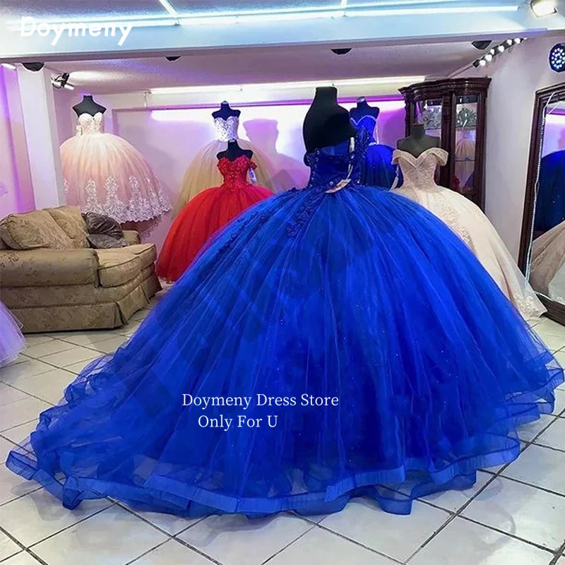 Doymeny-Vestidos de quinceañera con apliques de flores en 3D, Vestidos de lujo con cuentas de cristal, fiesta de cumpleaños de princesa coreana, corsé de 15 años