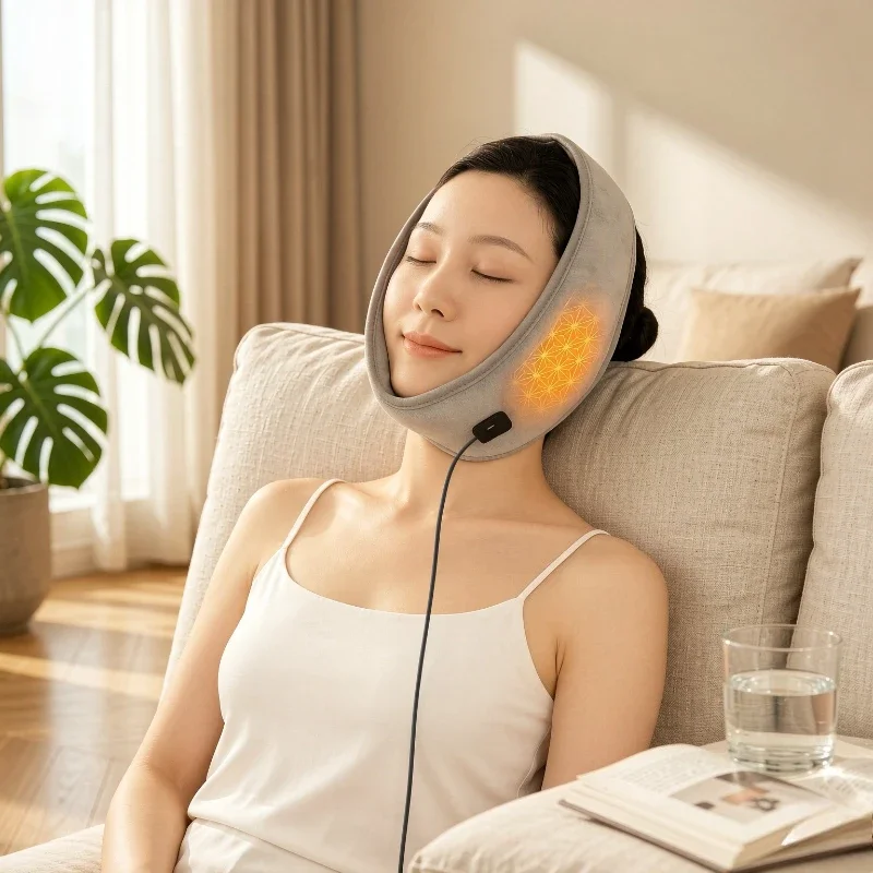 Jaw Face Heating Wrap Warm Compress Band for Chin Cheek Facial Relaxation Adjustable Home Wellness Daily Care Tool 온열 얼굴 밴드