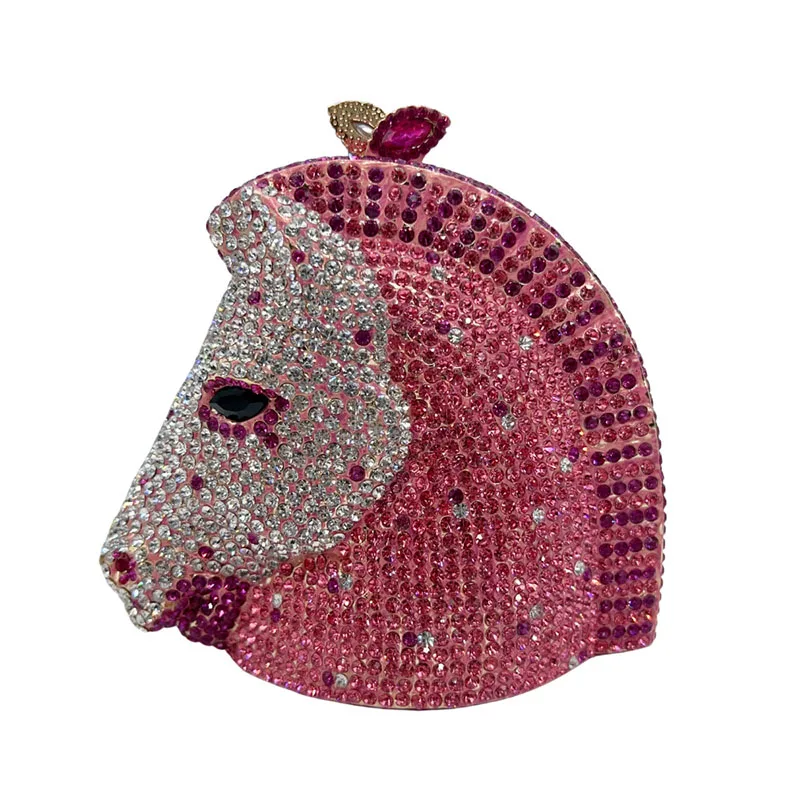 Horse Shaped Diamond Evening Bags Women Gorgeous Unique Zebra Striped Rhinestone Purses And Handbags Wedding Party