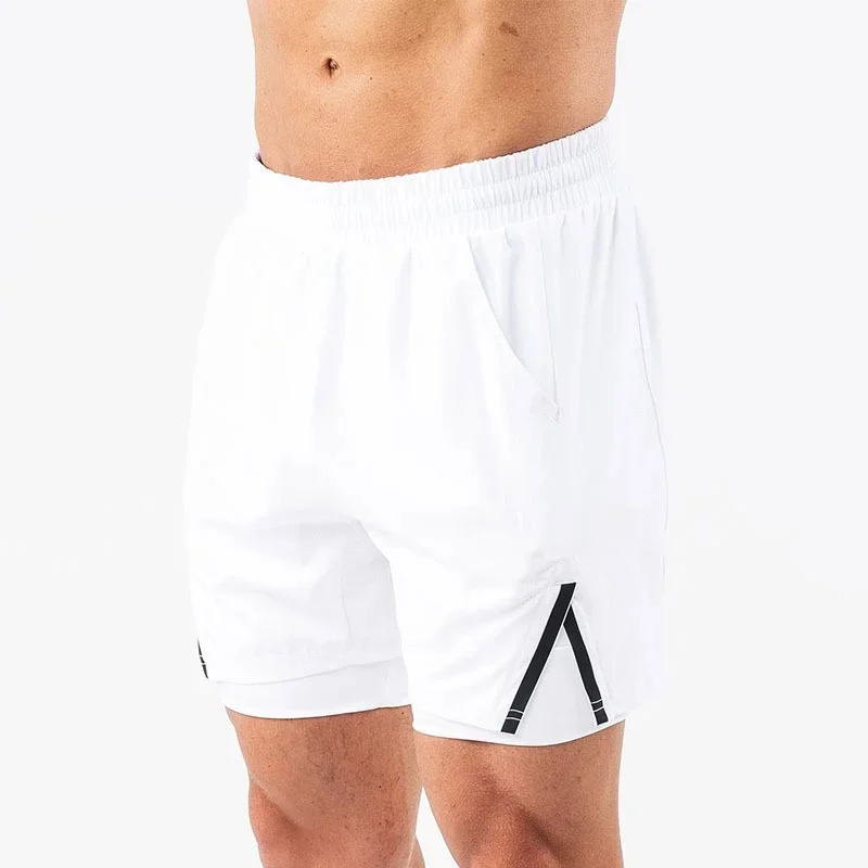 

men's Fitness double-deck training Sports Shorts Summer 2 in 1 Quick Dry Gym Beach Pants Running Shorts Outdoor men Sweatpants