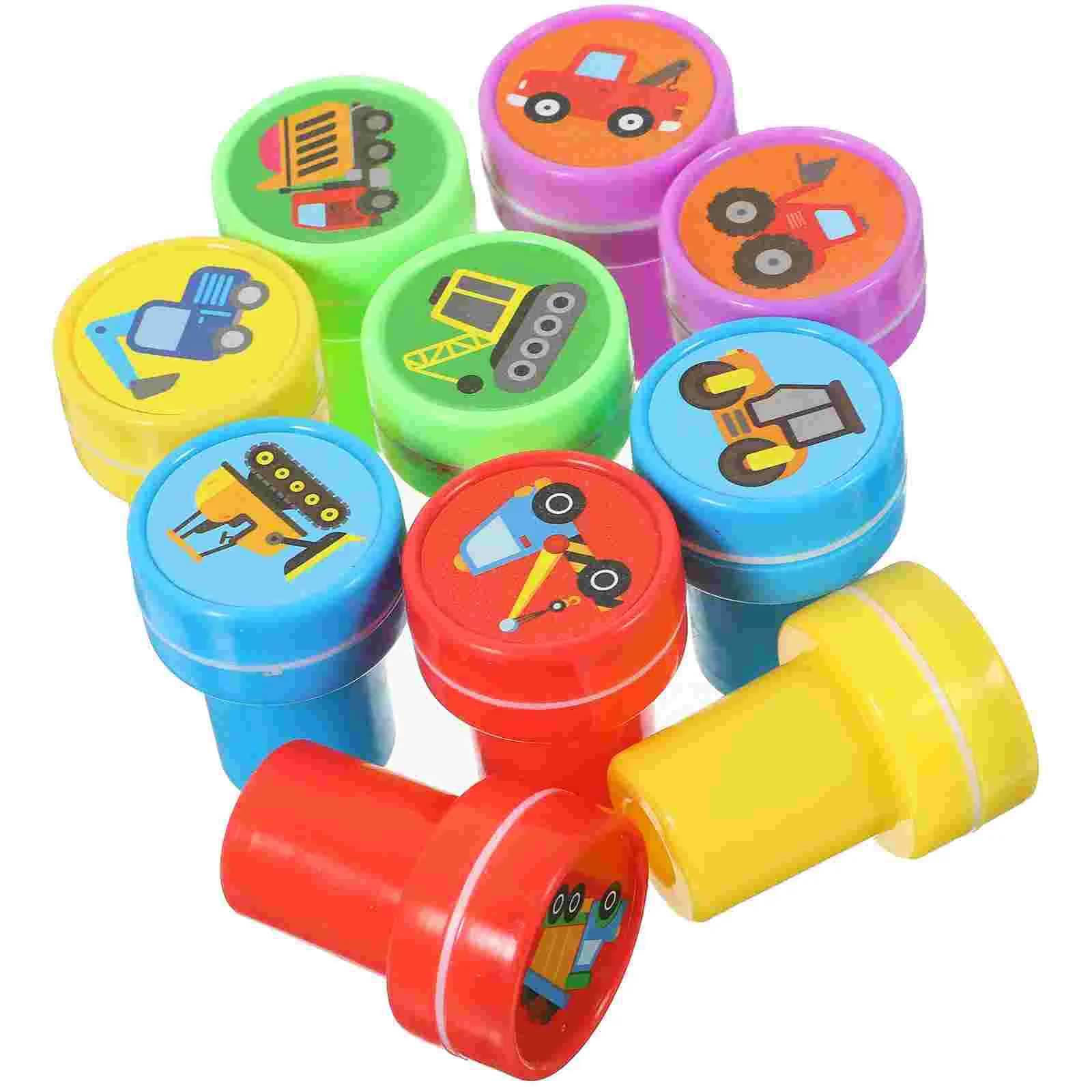 10 Pcs Kids Name Stamp Construction Truck Car Decor Ink for Engineering Vehicle Self Inking