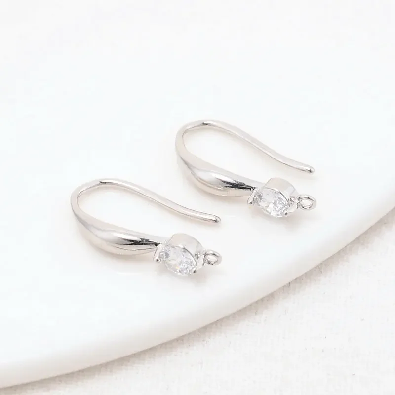 10*18MM 14K Gold Plated and Zircon Stud Earring Making Supplies Earring Hook  For Jewellery Accessories