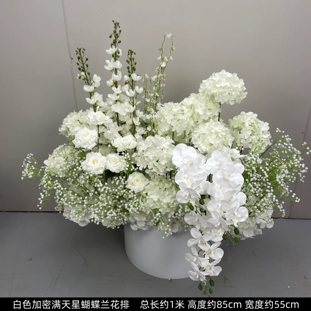 Wedding white row decoration Korean wedding simulation fake flower road T-table arrangement