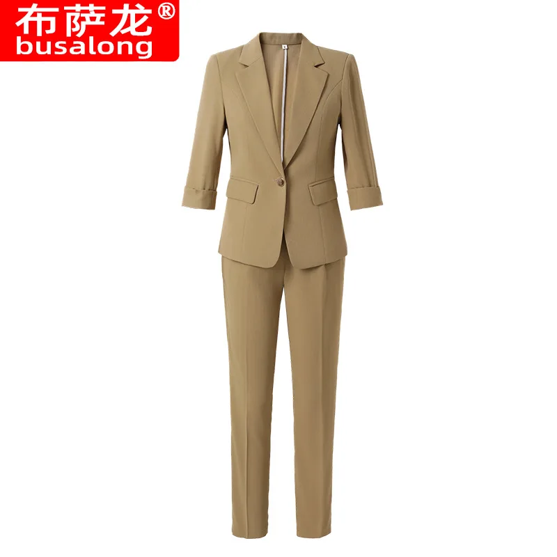 

2025Новая профессиональная одежда, повседневный элегантный деловой маленький костюм, комплект спецодежды, пиджак для женщин, весна-лето, тонкий стиль