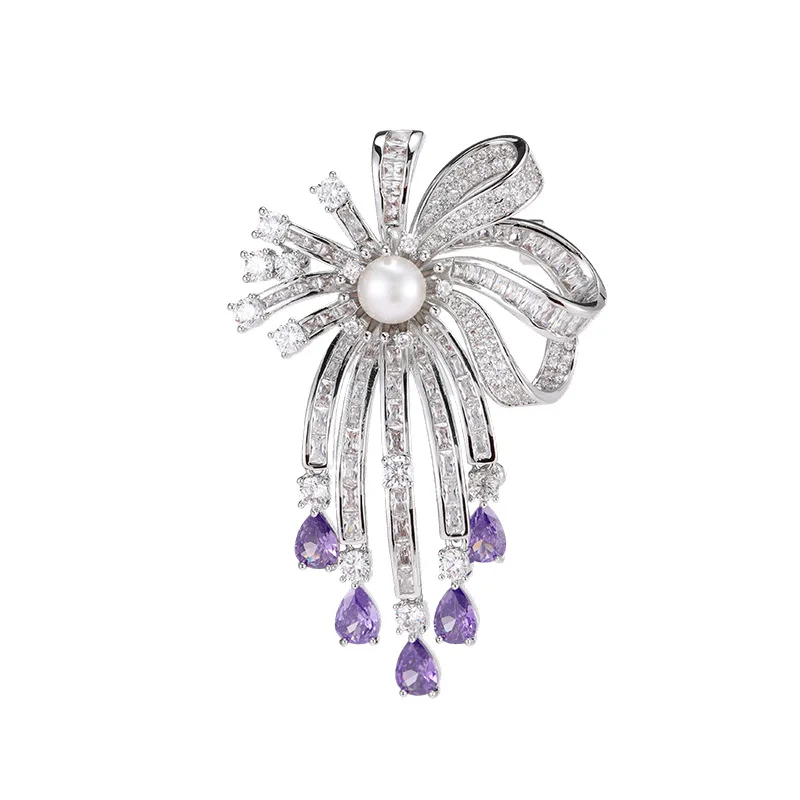 

High-end European-style bow tassel brooch, a light luxury and high-end overcoat suit accessory