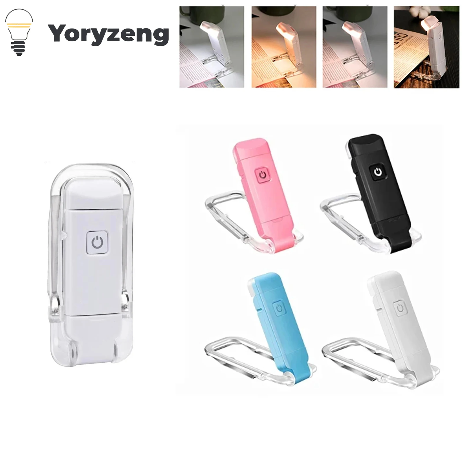 

Portable USB Rechargeable LED Book Night Lights Reading Eye Protection 3 Light Colors Clip Desk Lighting Bookmark Rotatable Lamp