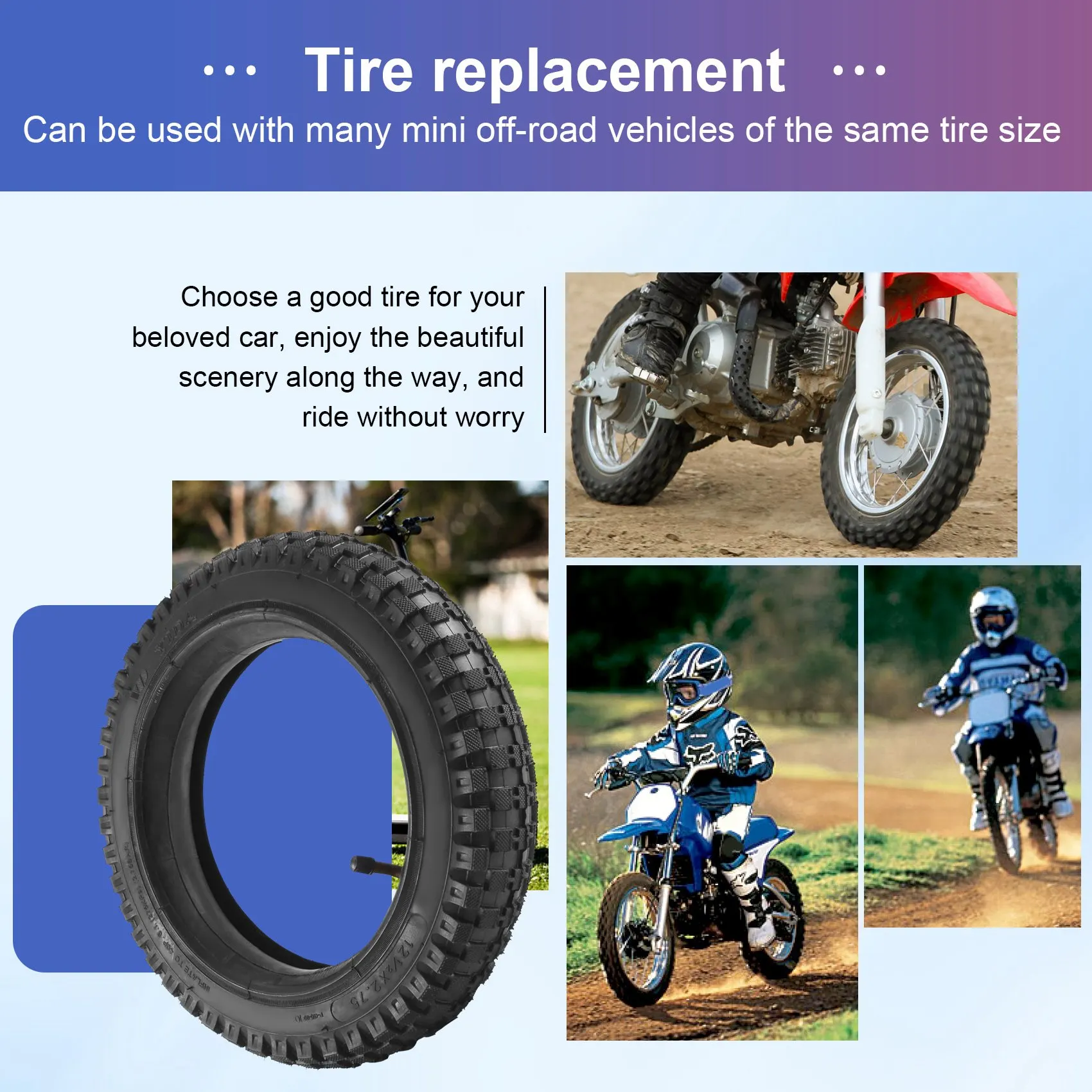 

A64T-12 1/2 X 2.75 Tyre 12.5 X2.75 Tire For 49Cc Motorcycle Mini Dirt Bike Tire MX350 MX400 Scooter