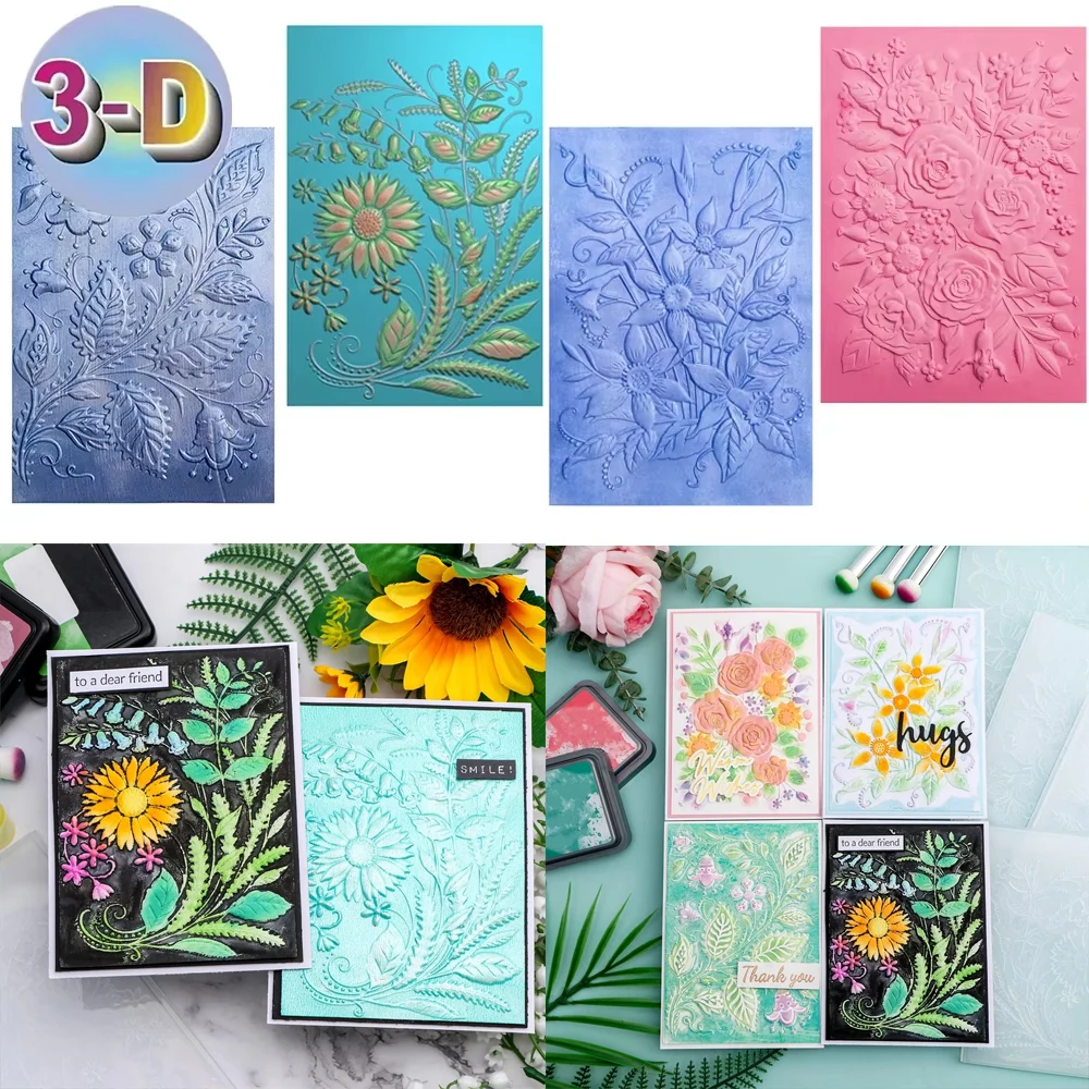 

Spring Blooming Anemone Bouquets Flower and Leave Pattern 3D Embossing Folder For DIY Scrapbooking Album Decor Card Making Craft