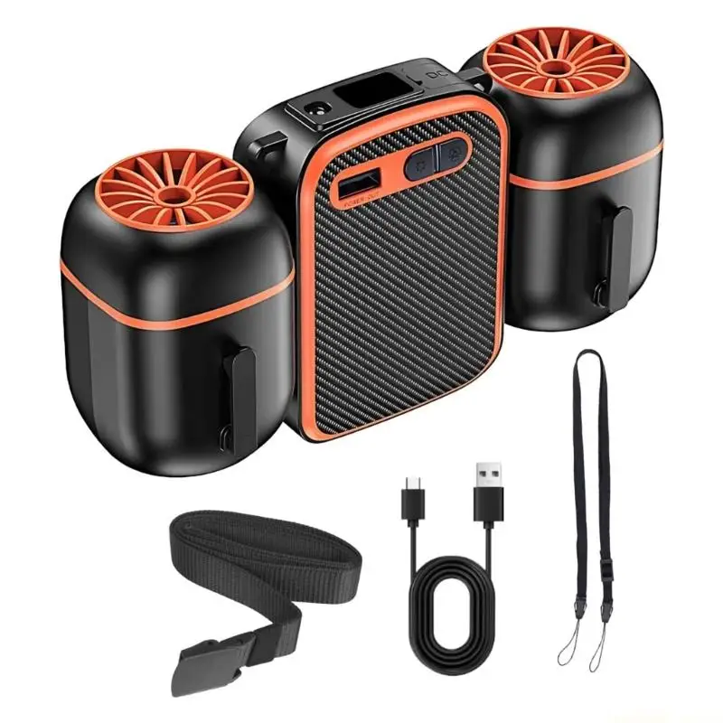 

D0AB Вентилятор на талии Маленький вентилятор Вентилятор с зажимом на талии Подходит для походов и рыбалки