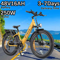 Electric Bicycle 250W Brushless Motor 48V16AH Battery 7-Speed E-Bike 26-Inch Fat Tire Strong Endurance All Terrain Electric Bike