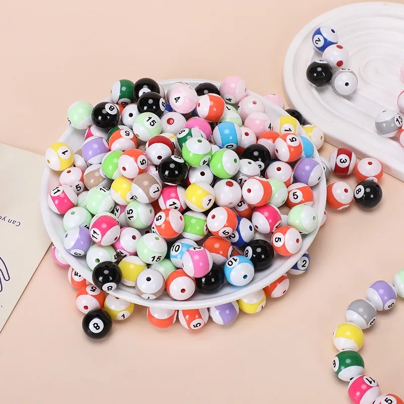 Round Acrylic Billiard Ball Beads Bracelet Originality DIY Childrens Handmade Lucky Numbers Accessories Jewelry Making Gift Toys