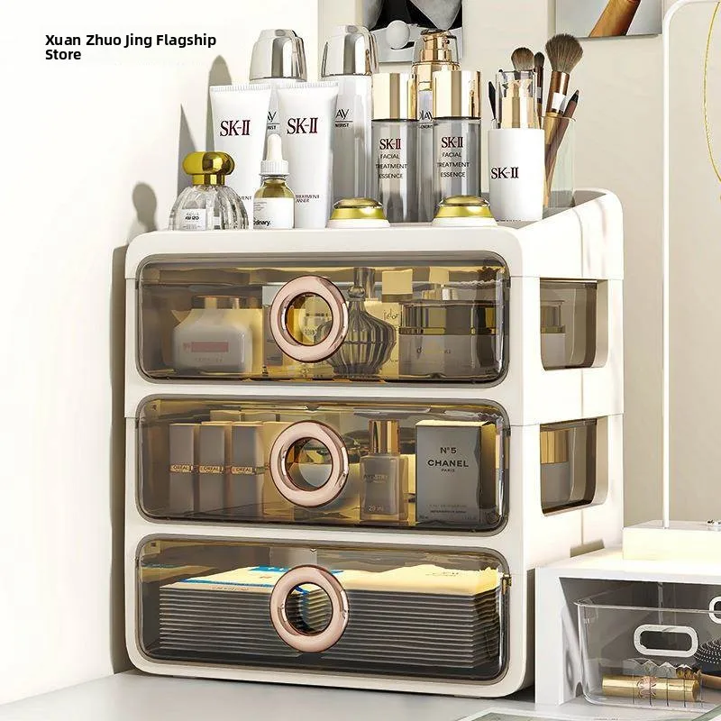 

Transparent Desktop Cosmetic Storage Box Drawer Style Organizer for Makeup Skincare Lipstick Storage Rack Home Use