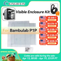 For Bambulab P1P Enclosure Assemble kit Tempered glass+4 Transparent Acrylic Panel+4 Magnetic ABS printing corners+Screws