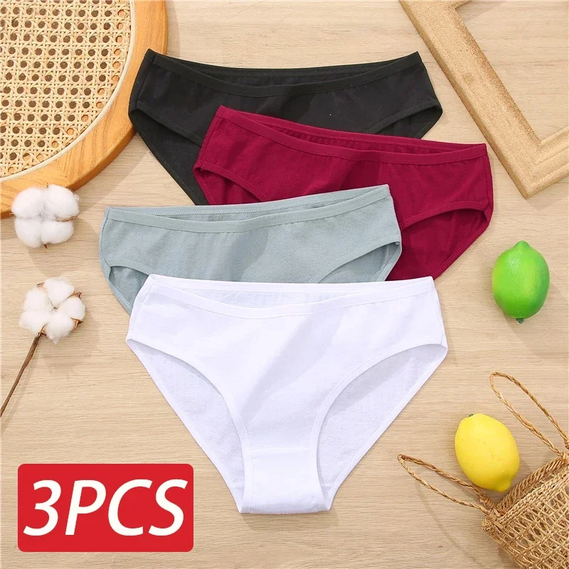 

3 PCS/Set Cotton Panties Women Briefs Jacquard Design Women Panties Sexy Female Underpants Solid Color Intimate Pantys S-XL