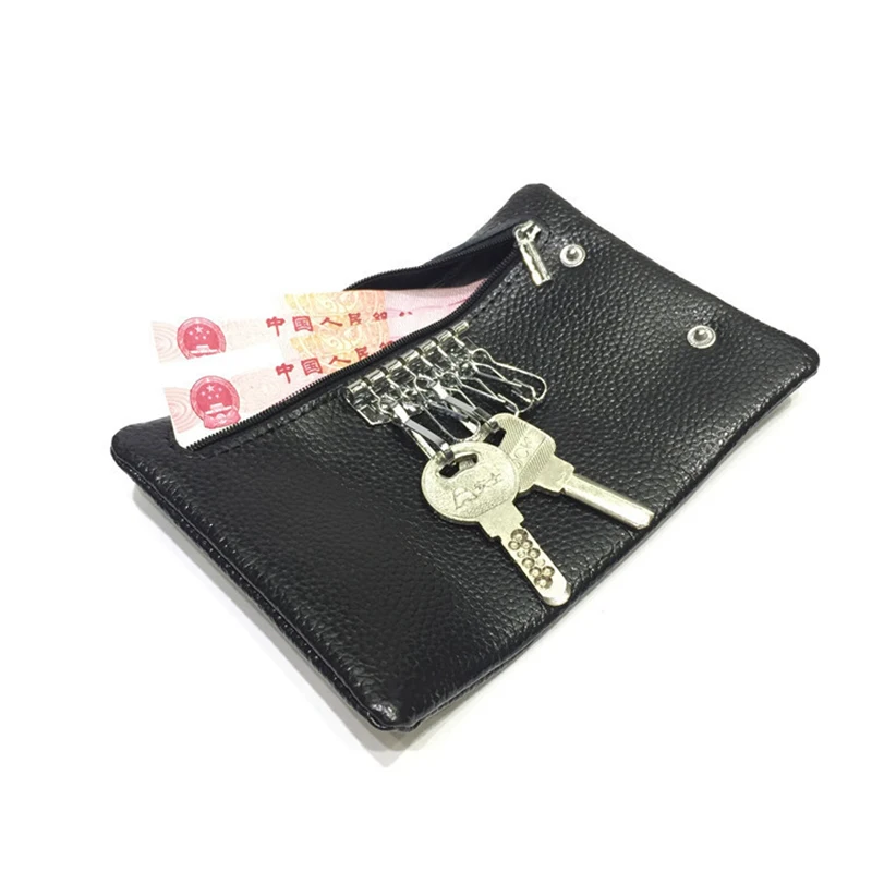 Saco de couro carta personalizada grátis, caso chave, porta-moedas, clipe de corrente com anel interno, carteira de couro de alta qualidade, nova moda