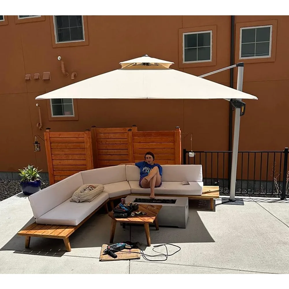 9ft Patio Umbrella Outdoor Square Umbrella Large Cantilever Umbrella Windproof Offset Heavy Duty Sun, Customized