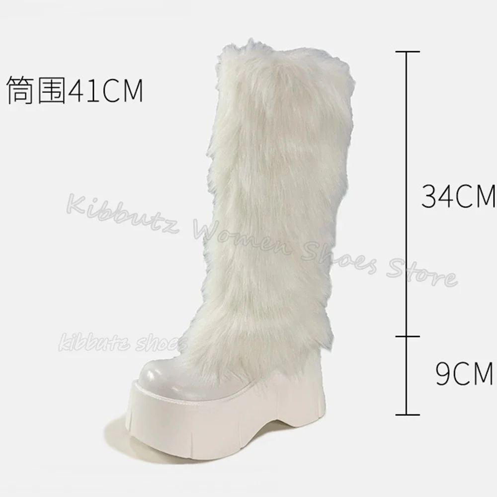 فروي الركبة عالية التمهيد منصة دافئة الجدة موضة مثير موجزة مثير بلون النساء أحذية جولة تو سميكة القاع الانزلاق على جديد