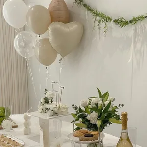 3 pçs 18 polegada coração estrela balões vintage rosa bege folha balões para adultos crianças feliz aniversário casamento diy festa decoração fornecimento 10 principais vendas baloes bege - №10