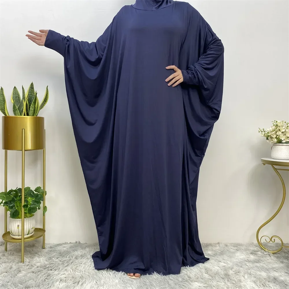 Hooded Abaya Eid Muslim Women Prayer Garment Batwing Sleeve Dress Islamic Abayas Kaftan Dubai Turkey Robe Overhead Burqa Caftan