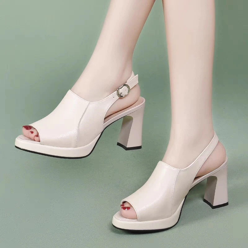 Women Fashion Fish Mouth Platform High Heels Buckle Wedge Sandals Women Shoes Female Platform Chunky High Heels Rome Sandals