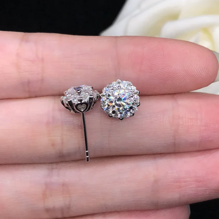 Anting-anting kancing berlian 0.4 karat platina PT950 AU585 emas putih polos anting-anting sederhana Moissanite