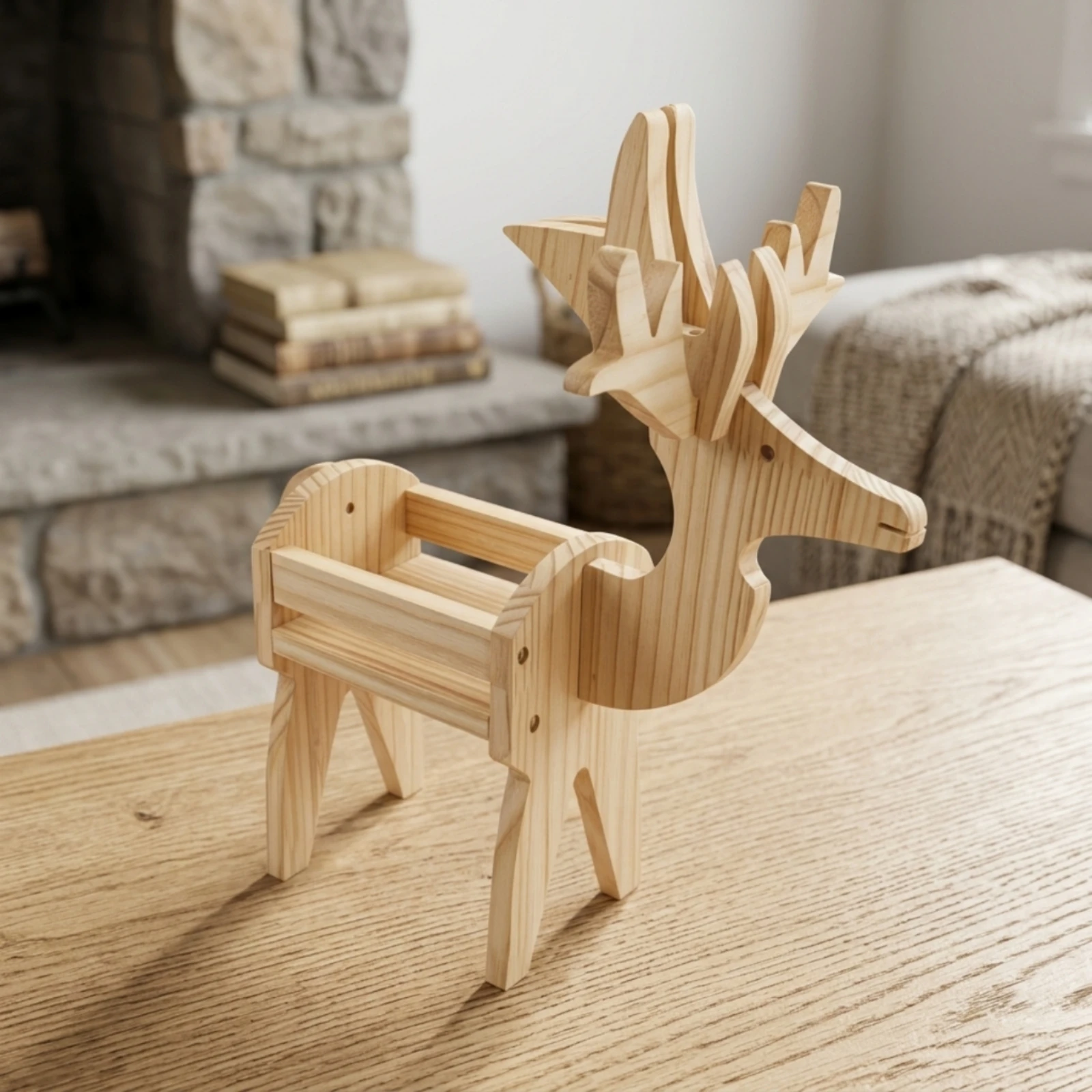 Deer Planter Stand Sturdy Wooden Planter Stand Deer Shaped Organizer Lightweight Modern for Desk, Nursery