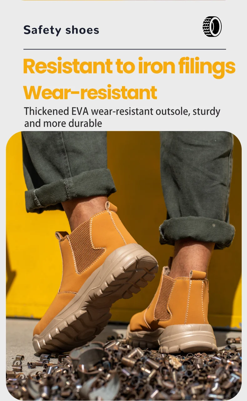 Wasserdichte Lederschuhe für Herren, rutschfeste, unzerstörbare Schutzstiefel, leichte Sicherheitsarbeitsschuhe für Herren, unzerstörbar – Detail 7