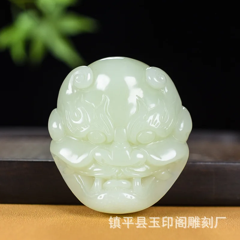Natural Hotan Jade Light Green Belt Pendant Men's Waist New Model