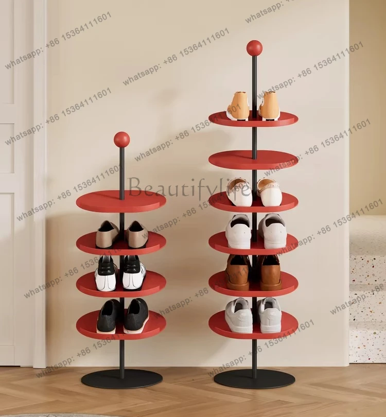 Door entry multi-layer shoe rack household wrought iron vertical narrow simple slippers storage shoe cabinet