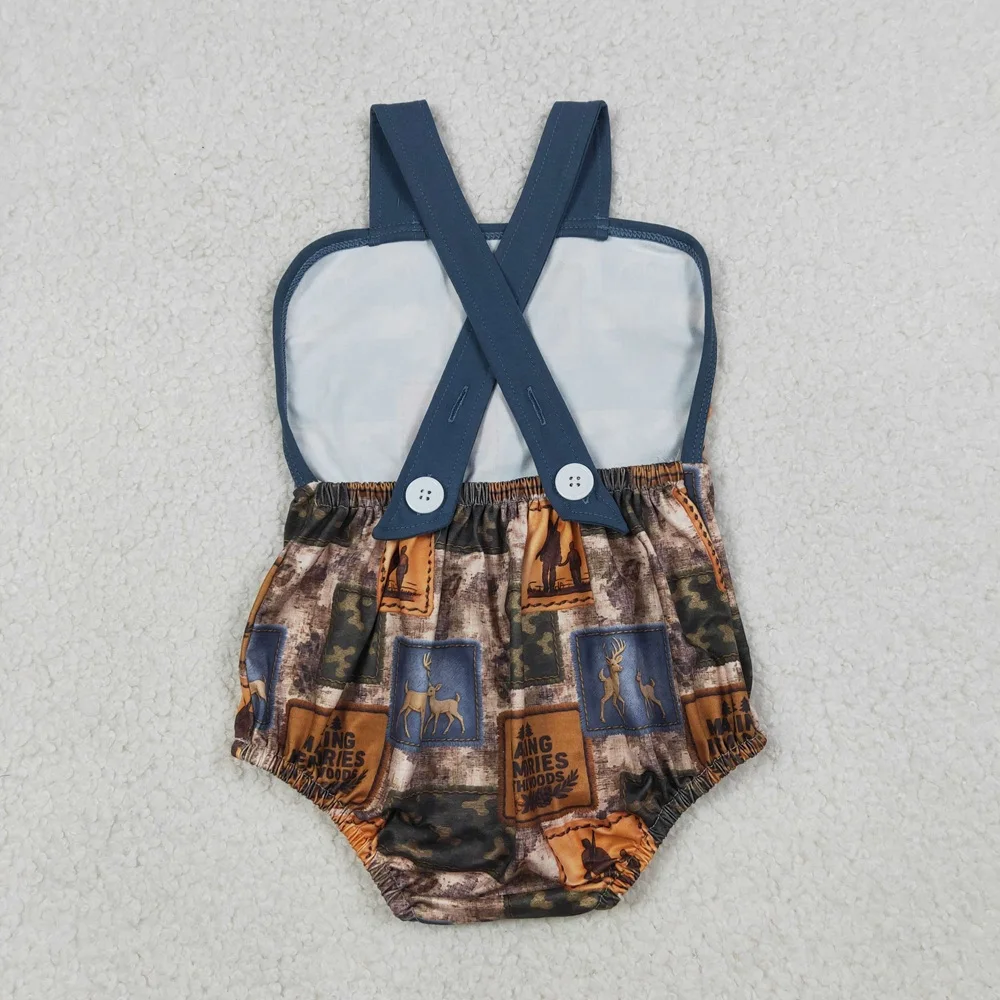 Wholesale Infant Newborn Coverall Baby Boy Deer Bodysuit Kids Toddler Sleeveless Bubble Romper Children Boys Camo Clothes
