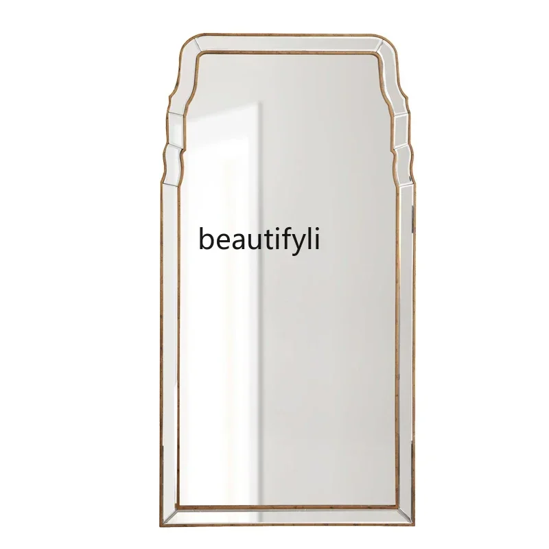 

ls 42French bedroom vanity mirror girls makeup bathroom wall hanging light luxury wall hanging mirror European bathroom vanity m