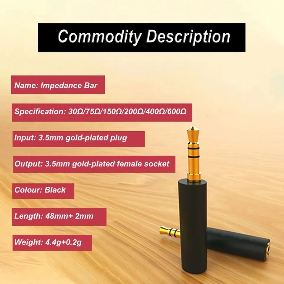 JCALLY ตัวนําหูฟังความต้านทานปลั๊ก 30 75 150 200 400 600 โอห์มอะแดปเตอร์ตัดเสียงรบกวนความต้านทานลดเสียงรบกวนปลั๊กกรอง