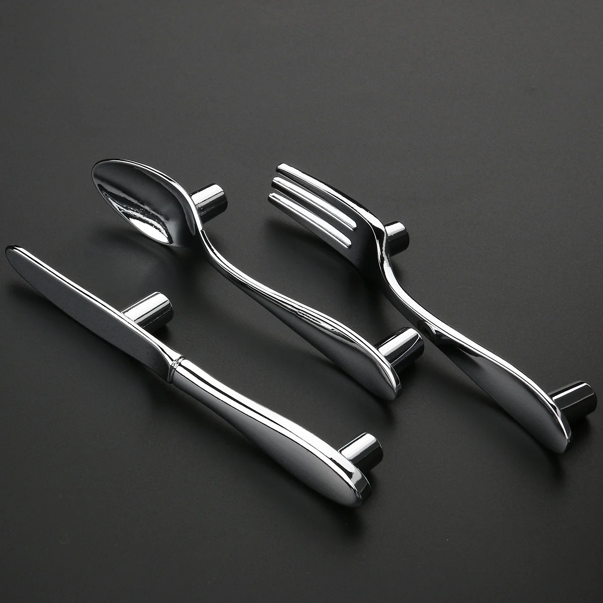 3pcs Spoon Fork Kitchen Cabinet Closet Drawer Pull Handles Knobs Spoon handle Fork handle Cabinet handle