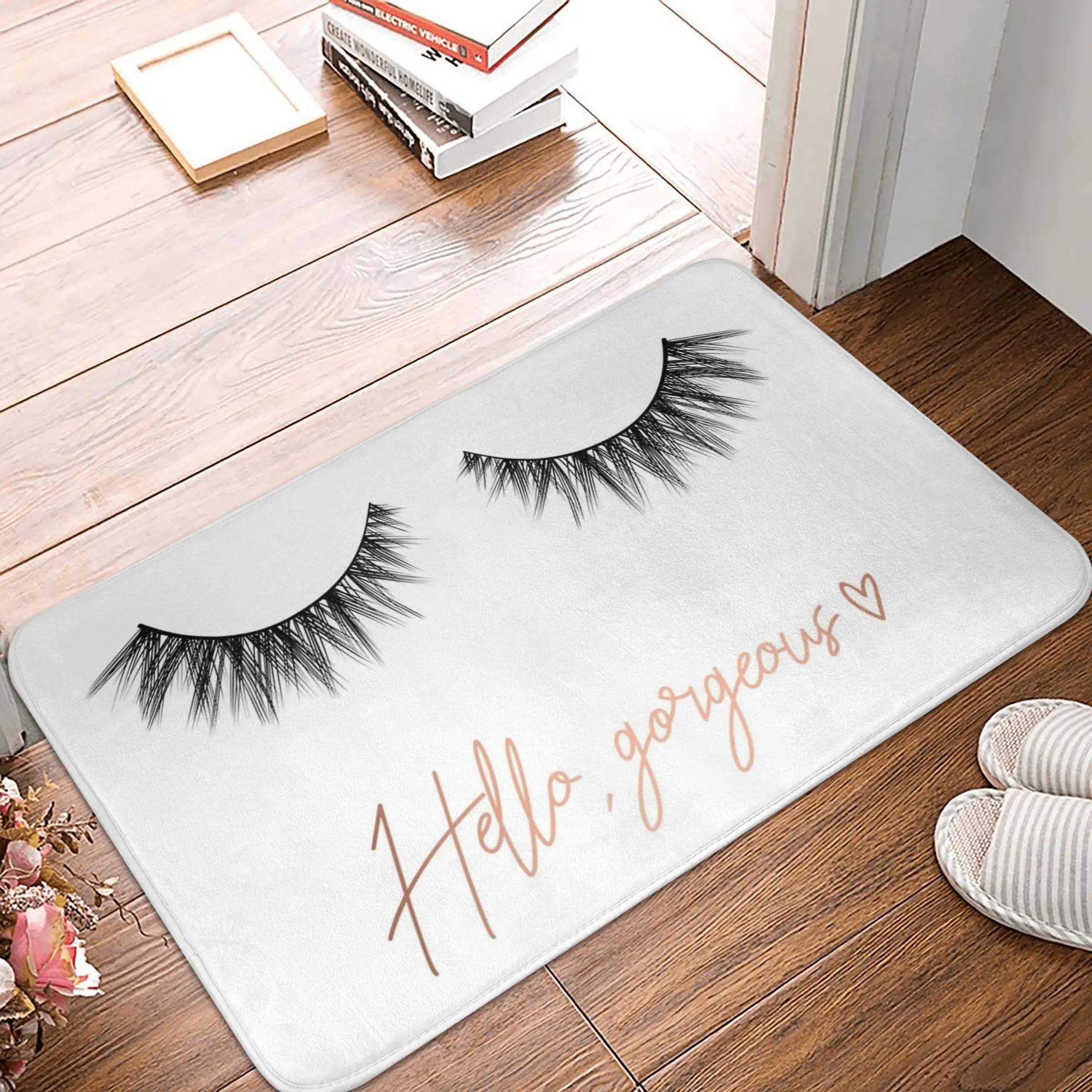 

Eyelashes Hello gorgeous Anti-slip Doormat Floor Mat Sand Scraping Carpet Rug for Kitchen Entrance Home Bedroom Footpad Mats