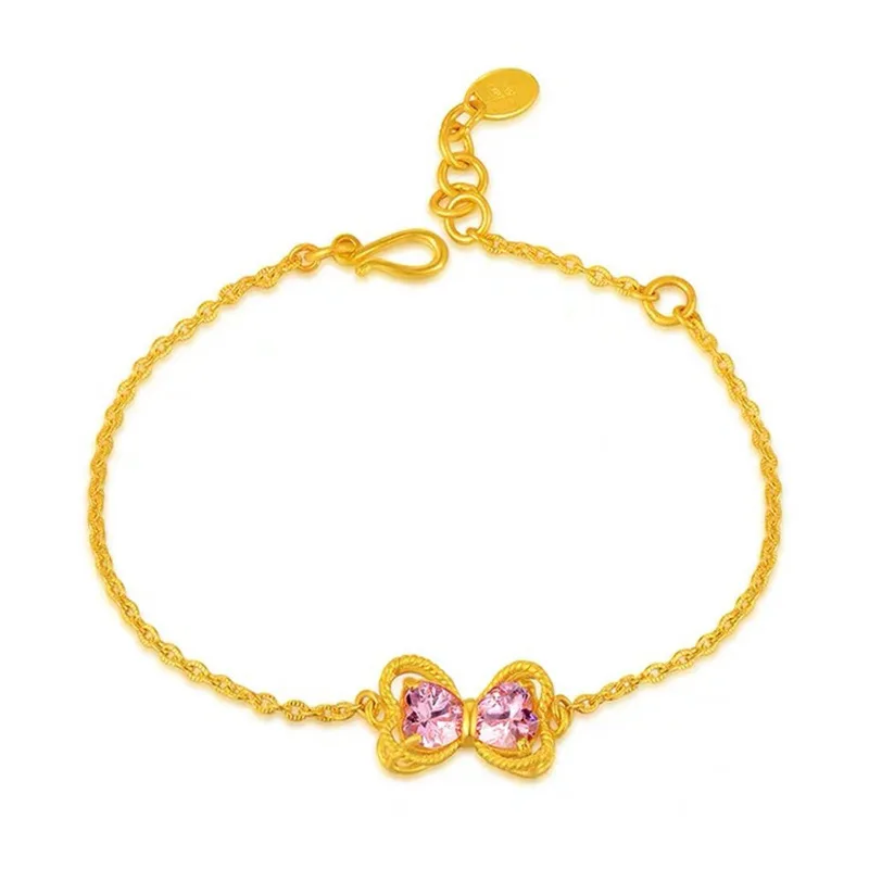 Bright & Eye-Catching Purple Zircon Inlaid Bracelet For Women 24K Gold AU999 | Gold and purple match, gorgeous and attractive