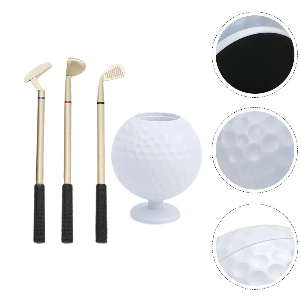 Golf Ball Shaped Pen Holder Equipment Desk Accessories Desktop Stationery Organizer