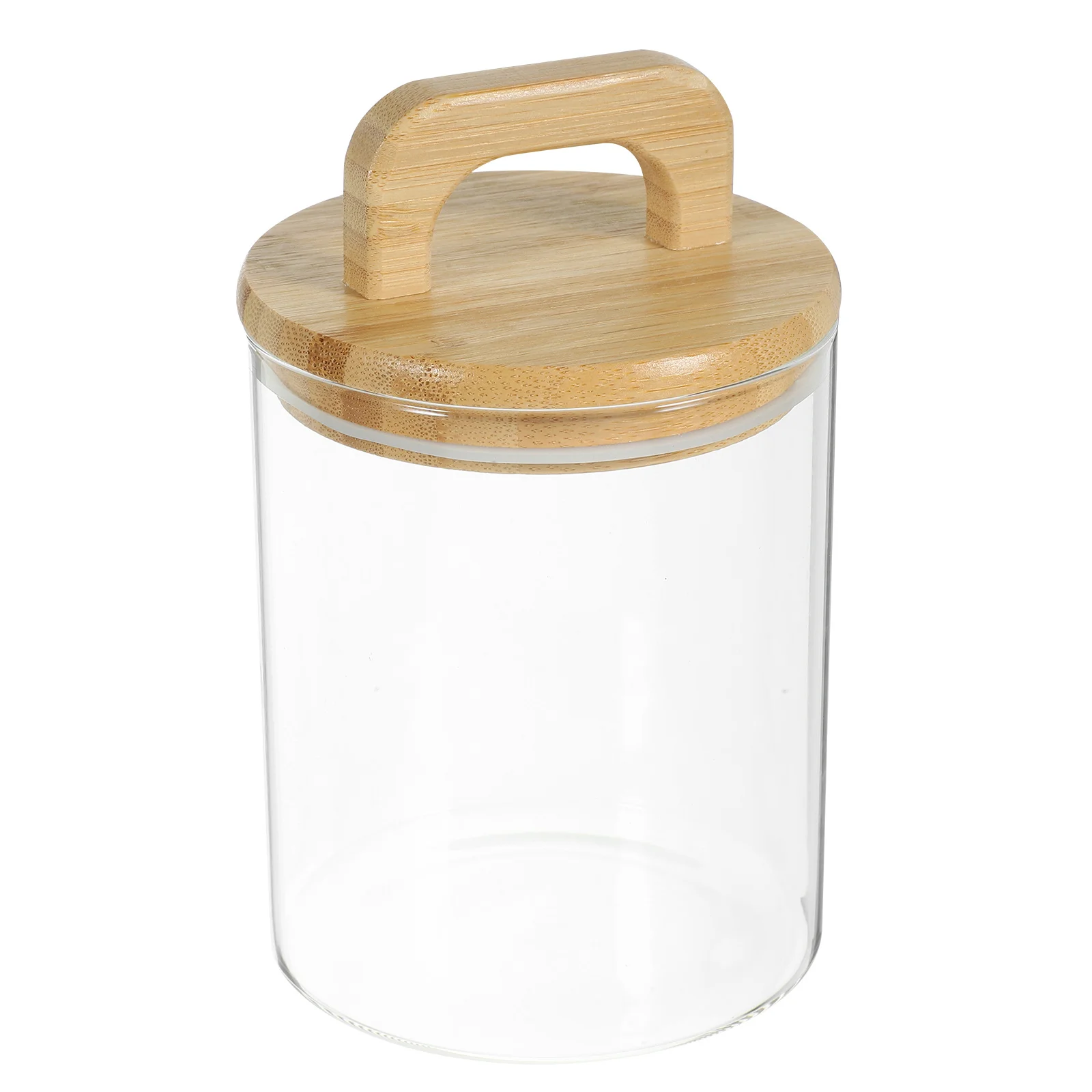 

Handheld Glass Jar Large Capacity Bamboo Lid Airtight Container For Coffee Beans Kitchen Storage Glass Food Jar